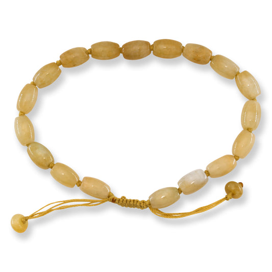 Adjustable Yellow Jadeite Jade Lotus Bead Bracelet | UPC #399396