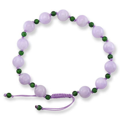 Fine Lavender and Green Jadeite Jade Adjustable Bead Bracelet | UPC #409194