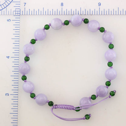 Fine Lavender and Green Jadeite Jade Adjustable Bead Bracelet | UPC #409194