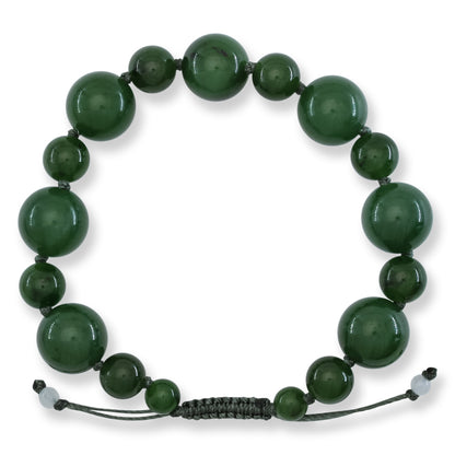 Green Nephrite Jade Adjustable Bead Bracelet | UPC #409200