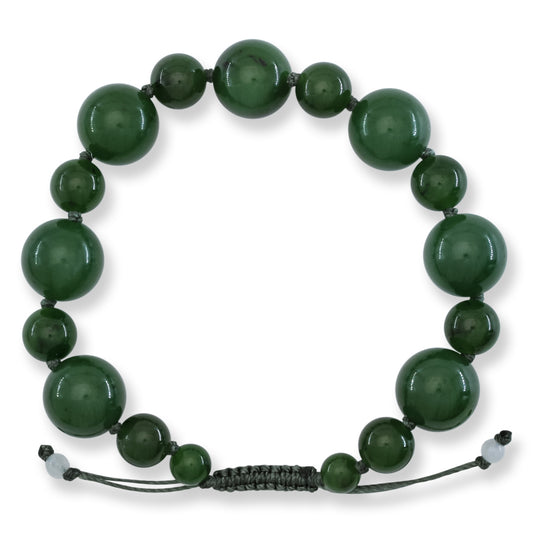 Green Nephrite Jade Adjustable Bead Bracelet | UPC #409200