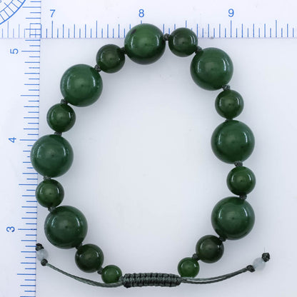 Green Nephrite Jade Adjustable Bead Bracelet | UPC #409200