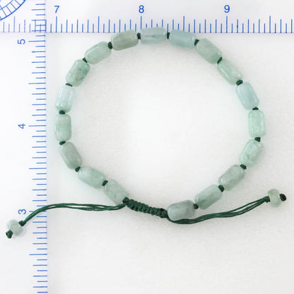 Adjustable Green Jadeite Jade Cylinder Bead Bracelet | UPC #399358