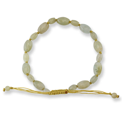 Adjustable Yellow Jadeite Jade Lotus Bead Bracelet | UPC #399129