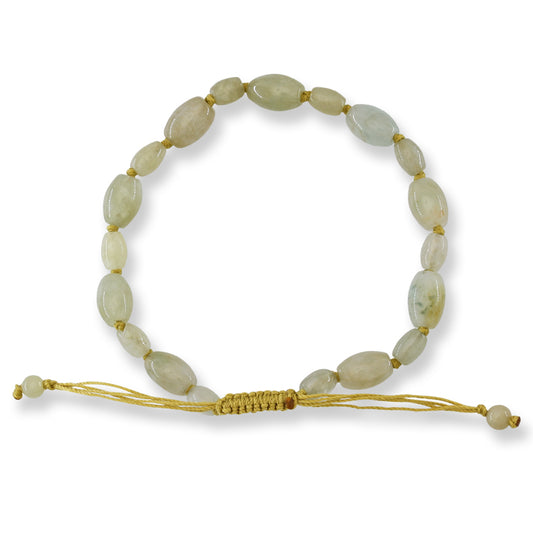 Adjustable Yellow Jadeite Jade Lotus Bead Bracelet | UPC #399129
