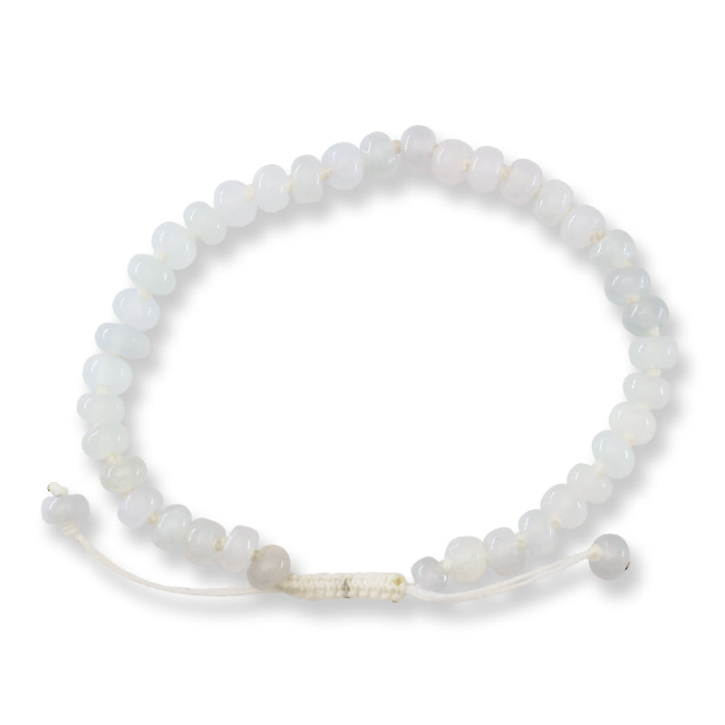 Adjustable Ice Jadeite Jade Roundel Bead Bracelet | UPC #399327