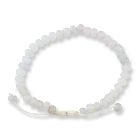 Adjustable Ice Jadeite Jade Roundel Bead Bracelet | UPC #399327