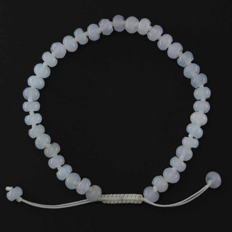 Adjustable Ice Jadeite Jade Roundel Bead Bracelet | UPC #399327
