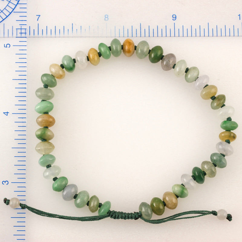 RAINBOW JADEITE JADE ADJUSTABLE ABACUS BEAD BRACELET UPC #391505