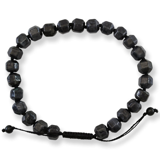 Grey Jadeite Jade Adjustable Bead Bracelet for Men and Women | UPC #404465