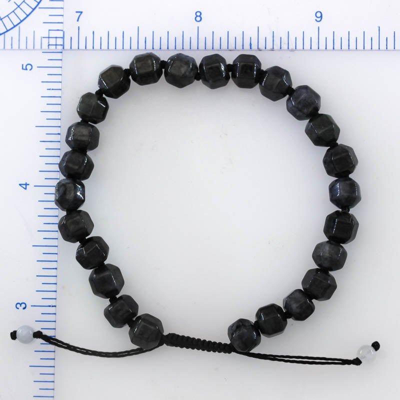 Grey Jadeite Jade Adjustable Bead Bracelet for Men and Women | UPC #404465