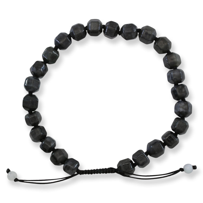 Grey Jadeite Jade Adjustable Bead Bracelet for Men and Women | UPC #404465