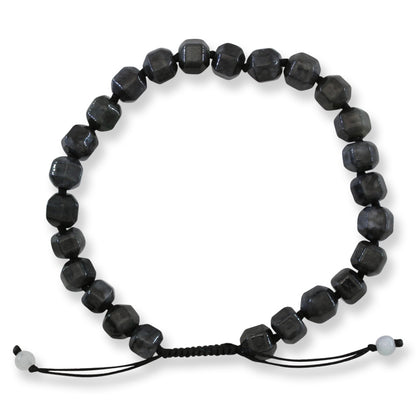 Grey Jadeite Jade Adjustable Bead Bracelet for Men and Women | UPC #404465