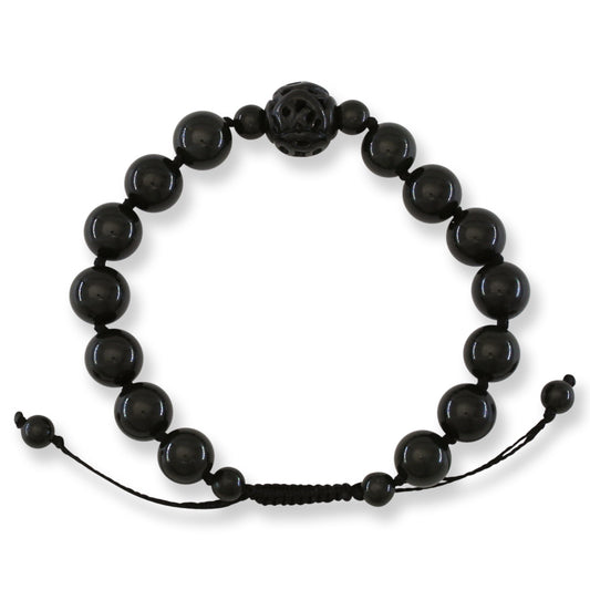 Adjustable Black Nephrite Jade Bead Bracelet | UPC #398115