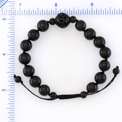 Adjustable Black Nephrite Jade Bead Bracelet | UPC #398115