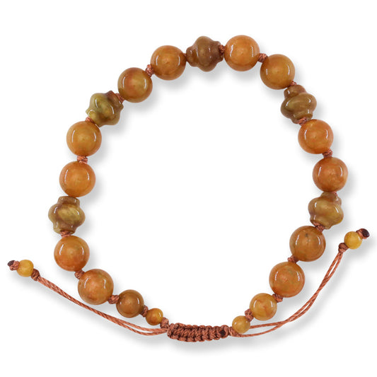 Yellow Jadeite Jade Adjustable Bead Bracelet | UPC #398139