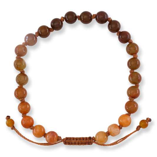 Adjustable Red Jadeite Jade Ombre Bead Bracelet | UPC #398153