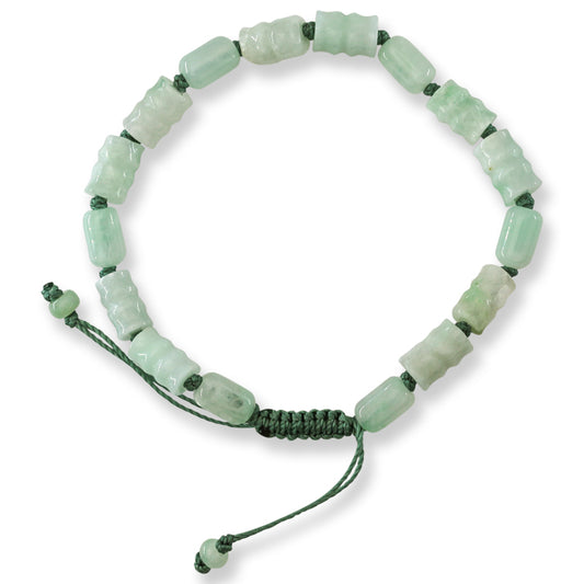 Adjustable Green Jadeite Jade Bead Bracelet | UPC #399150