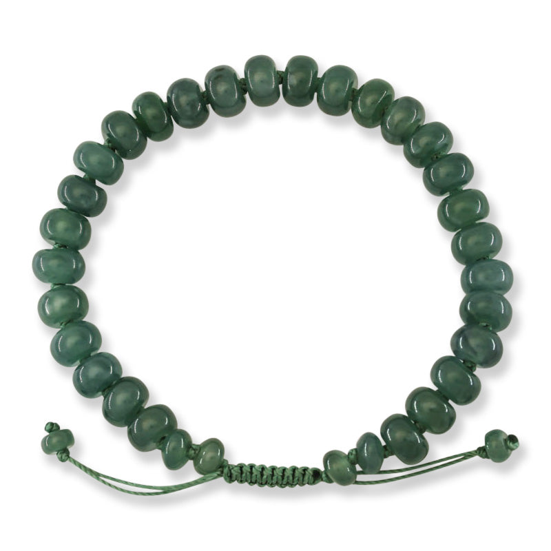 Adjustable Blue-Green Guatemalan Jadeite Jade Bead Bracelet |  UPC #402140