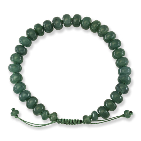 Adjustable Blue-Green Guatemalan Jadeite Jade Bead Bracelet |  UPC #402140
