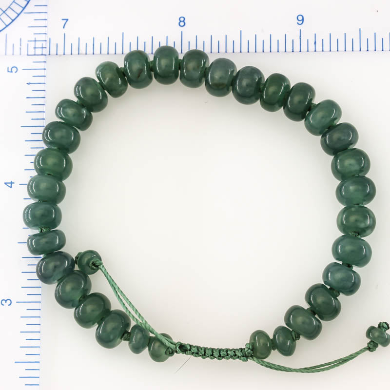 Adjustable Blue-Green Guatemalan Jadeite Jade Bead Bracelet |  UPC #402140