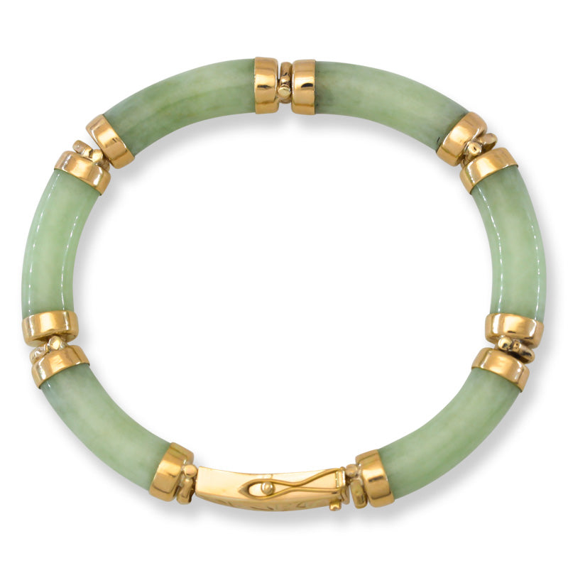 Vintage Green Jadeite Jade 14k Yellow Gold Link Bracelet | UPC # 399860