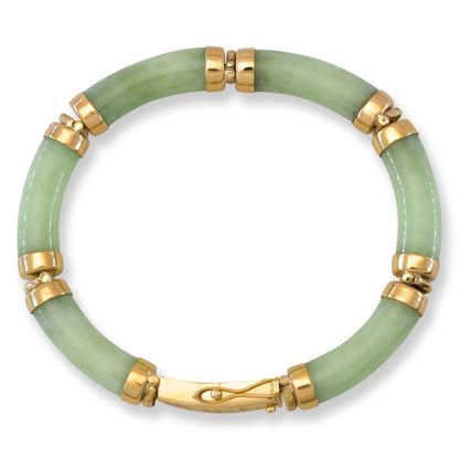 Vintage Green Jadeite Jade 14k Yellow Gold Link Bracelet | UPC # 399860