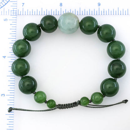 Adjustable Green Nephrite Jade & Green Jadeite Jade Bead Bracelet | UPC #401013