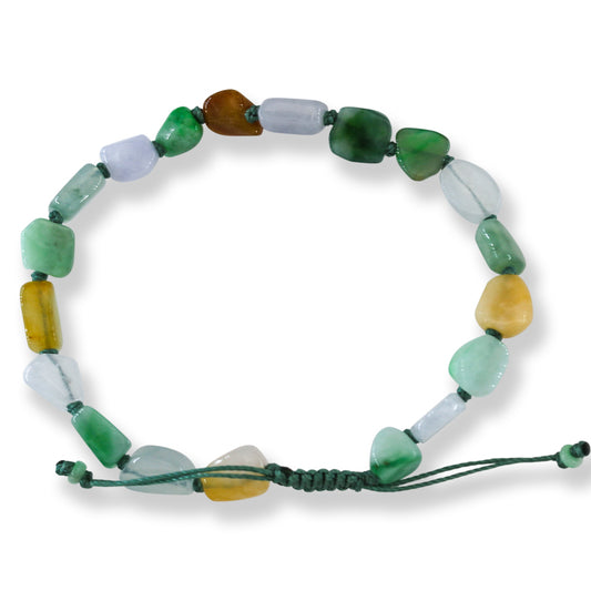 Rainbow Jade Nineteen Freeform Beads Adjustable Bracelet | UPC #401402