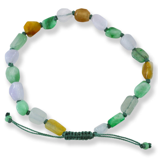 Rainbow Jade Twenty Freeform Beads Adjustable Bracelet | UPC #401396