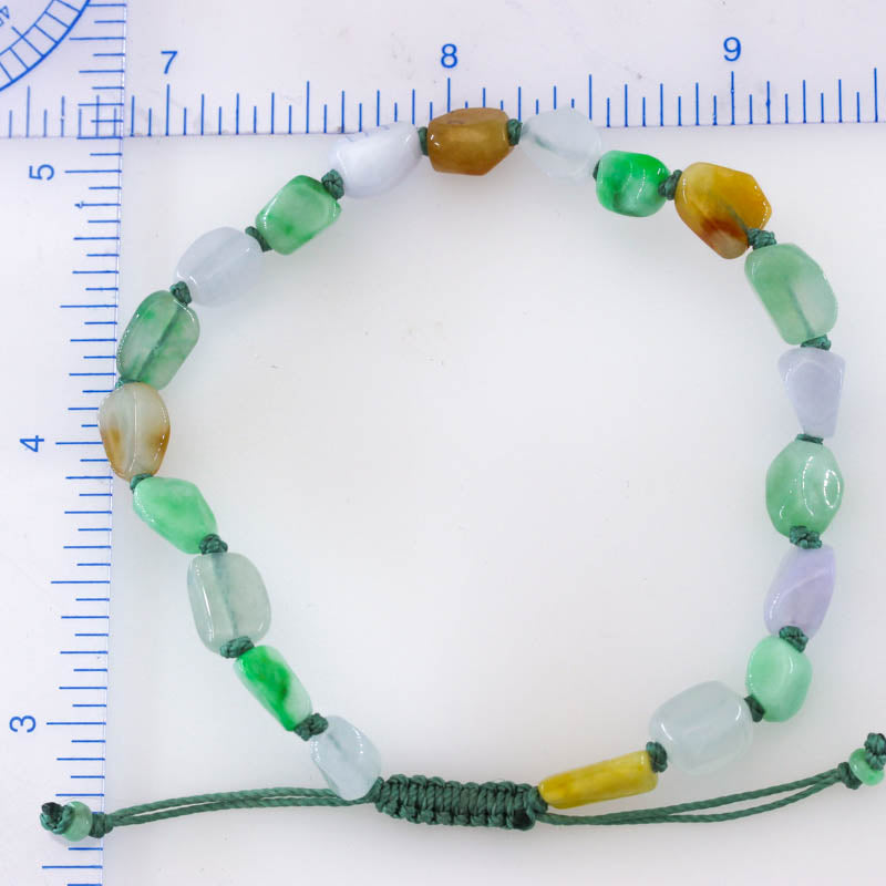 Rainbow Jade Freeform Beads Adjustable Bracelet Jade Jewelry