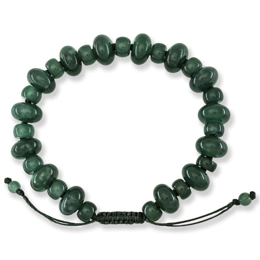 Blue Green Jadeite Jade Adjustable Bead Bracelet for Men and Women | UPC #402102