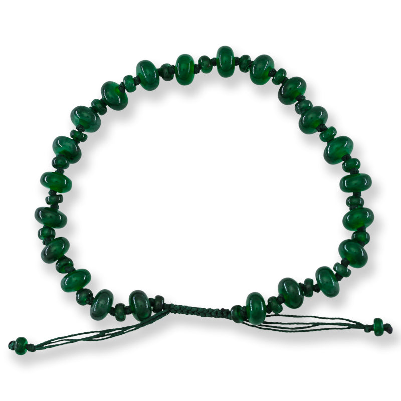 Blue Green Jadeite Jade Adjustable Bead Bracelet for Men and Women | UPC #401525
