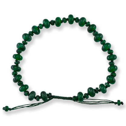 Blue Green Jadeite Jade Adjustable Bead Bracelet for Men and Women | UPC #401525