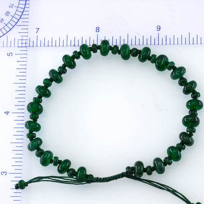 Blue Green Jadeite Jade Adjustable Bead Bracelet for Men and Women | UPC #401525