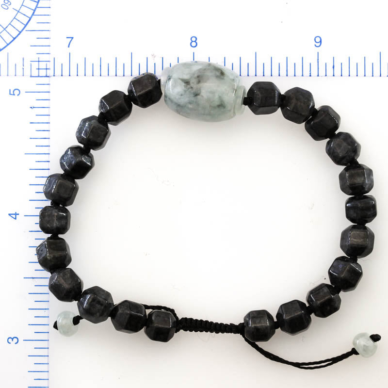 Grey Jadeite Jade Adjustable Bead Bracelet for Men and Women | UPC #404441