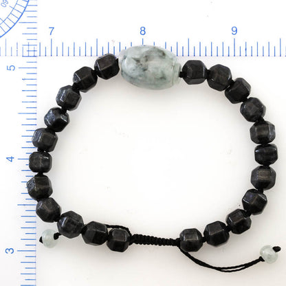 Grey Jadeite Jade Adjustable Bead Bracelet for Men and Women | UPC #404441