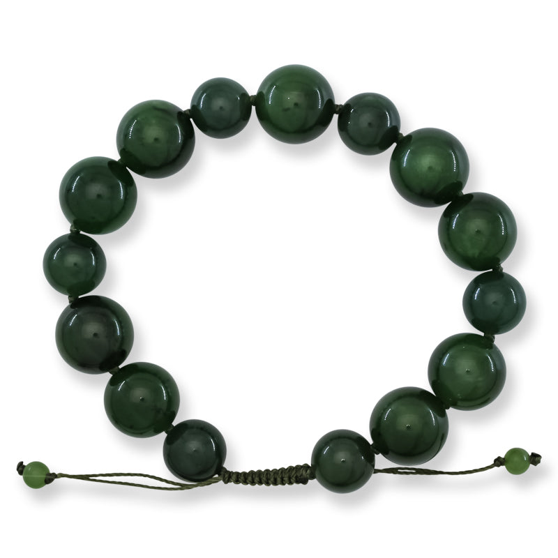 Green Nephrite Jade Adjustable Bead Bracelet | UPC #408050