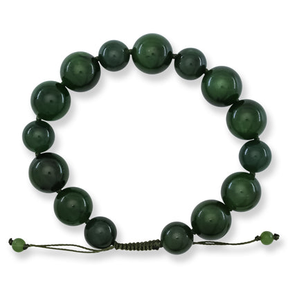 Green Nephrite Jade Adjustable Bead Bracelet | UPC #408050