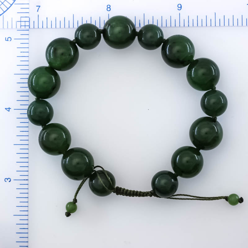 Green Nephrite Jade Adjustable Bead Bracelet | UPC #408050