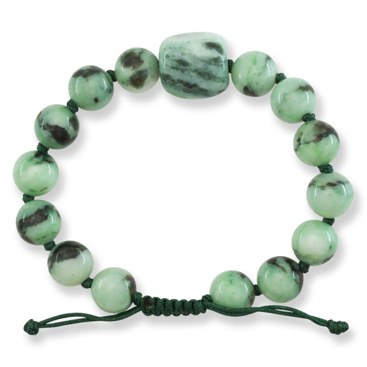 Green Jadeite Jade Adjustable Bead Bracelet for Men and Women | UPC #409071