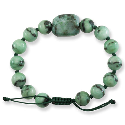 Green Jadeite Jade Adjustable Bead Bracelet for Men and Women | UPC #409064