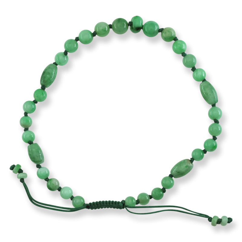 Green Jadeite Jade Adjustable Bead Bracelet for Men and Women | UPC #409163