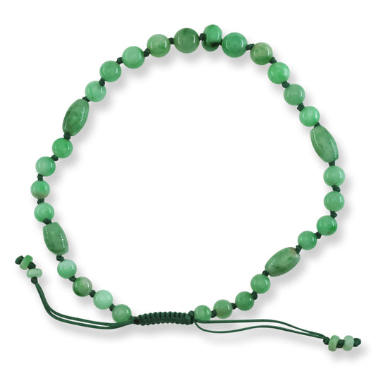 Green Jadeite Jade Adjustable Bead Bracelet for Men and Women | UPC #409163