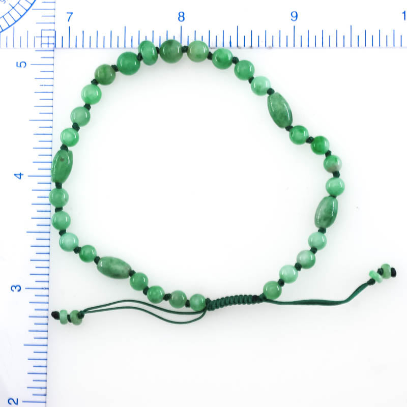 Green Jadeite Jade Adjustable Bead Bracelet for Men and Women | UPC #409163
