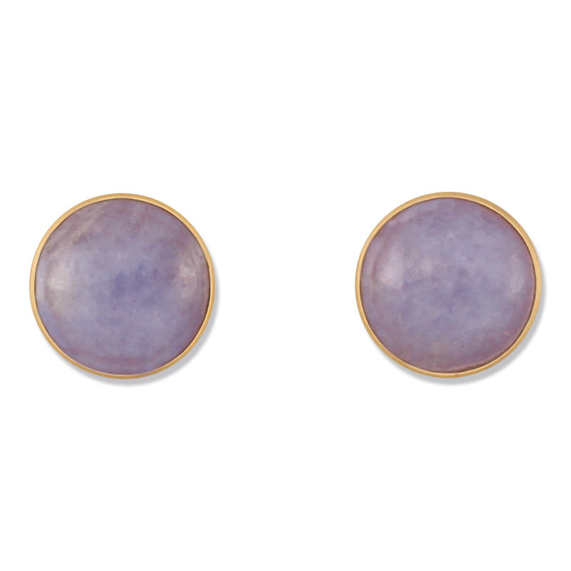 18K YELLOW GOLD LAVENDER JADEITE JADE STUD EARRING UPC #373846
