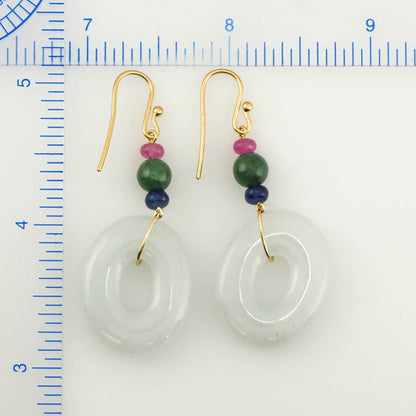14K YELLOW GOLD ICY WHITE JADEITE JADE DROP EARRING UPC #374850