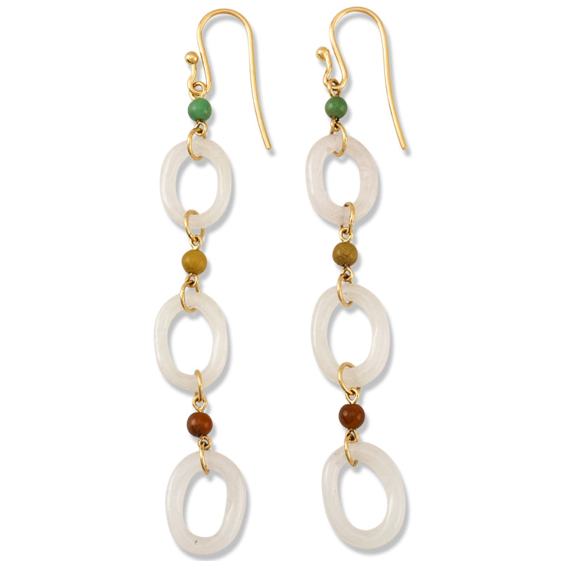 14K YELLOW GOLD ICE JADEITE JADE OPEN OVAL DROP EARRING UPC #388833
