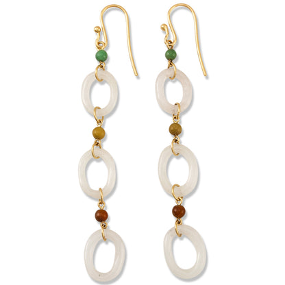 14K YELLOW GOLD ICE JADEITE JADE OPEN OVAL DROP EARRING UPC #388833