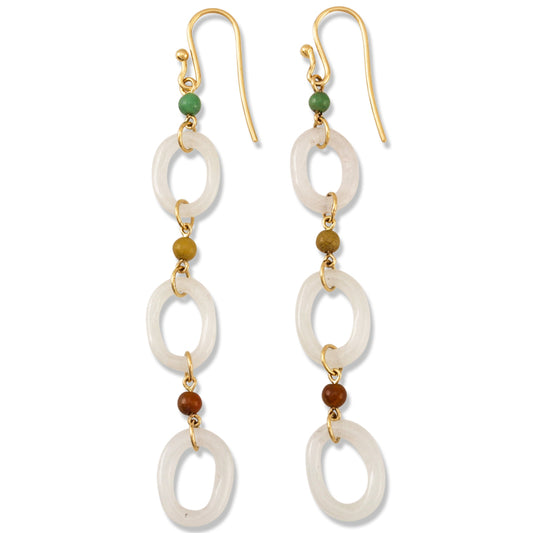 14K YELLOW GOLD ICE JADEITE JADE OPEN OVAL DROP EARRING UPC #388833